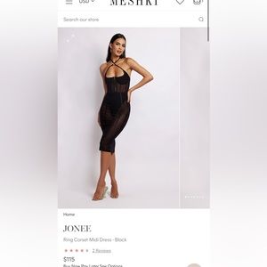 XS Meshki JONEE Ring Corset Midi Dress - Black